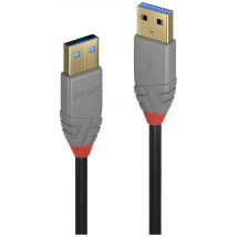 LINDY USB cable USB 3.2 1st Gen (USB 3.0 / USB 3.1 1st Gen) USB-A plug, USB-A plug 3.00 m Black, Grey 36753