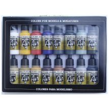 Vallejo 71178 Model tain tint White, Yellow, Red, Blue, Grey-blue, Olive green , Turquoise, Yellow-olive, Light brown, Stone, Ochre, Mahogany, Brown, Earth