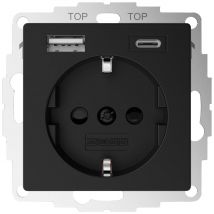 2USB 2U-449641 Dry-lining box incl. USB charging port Black (matt)