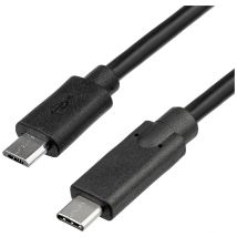 Akyga USB cable USB Micro-B plug, USB-C® plug 1.00 m Black AK-USB-16