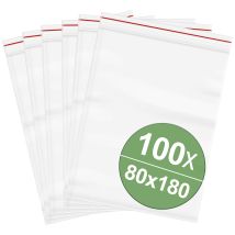 Grip seal bag w/o write-on panel (W x H) 80 mm x 180 mm Transparent Polyethylene (PE)