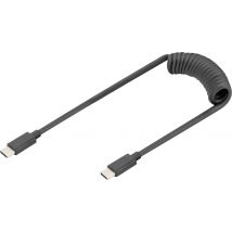 Digitus AK-300431-006-S USB-C® Adapter [1x USB-C® - 1x USB-C®] Black Spiral cable 1 m