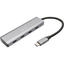 Digitus DA-70246 4 ports USB 3.1 hub (1st Gen) Aluminium casing Dark grey