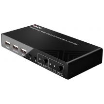 LINDY 2 Port KVM Switch HDMI 4K60, USB 2.0 & Audio 2 ports KVM changeover switch HDMI 4096 x 2160 Pixel