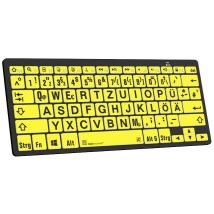 Logickeyboard XL-Print Bluetooth® Keyboard German, QWERTZ Yellow/Black Multimedia buttons, USB hub, Quiet keypad