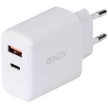 LINDY 30W USB Type A & C Charger USB charger 30 W 1x USB-A, 1x USB-C® White Indoors