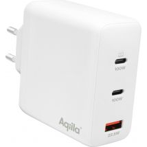 Aqiila W4 USB charger 120 W 1x USB-A, 2x USB-C® Power Delivery, Quick Charge 3.0, QC 4+ White Indoors