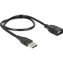 Delock USB cable USB 2.0 USB-A plug, USB-A socket 0.50 m Black flexible gooseneck cable 83499