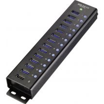 Renkforce RF-3897144 13 ports USB 3.2 1st Gen (USB 3.0) hub Aluminium casing, wall mount option, + quick-charge port