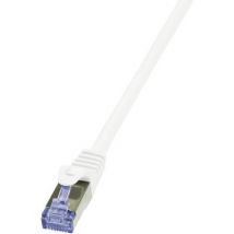 LogiLink CQ4021S RJ45 Network cable, patch cable S/FTP 0.50 m White gold plated connectors, Flame-retardant, incl. detent 1 pc(s)