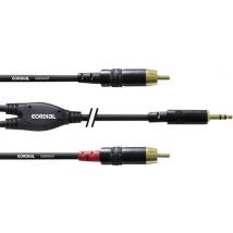 Cordial Audio/phono Adapter cable [1x Jack plug 3.5 mm - 2x RCA plug (phono)] 0.90 m Black