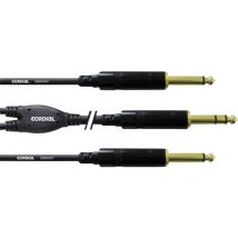 Cordial Audio/phono Y cable [1x Jack plug 6.35 mm - 2x Jack plug 6.35 mm] 0.90 m Black