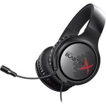 Sound BlasterX H3 Gaming Over-ear headset Corded (1075100) Stereo Black, Red Microphone noise cancelling, Noise cancelling
