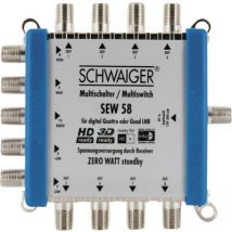 Schwaiger SEW58 531 SAT multiswitch Inputs (multiswitches): 5 (4 SAT/1 terrestrial) No. of participants: 8 Standby mode
