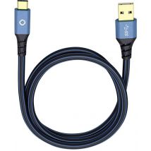 Oehlbach USB cable USB 3.2 1st Gen (USB 3.0 / USB 3.1 1st Gen) USB-A plug, USB-C® plug 3.00 m Blue gold plated connectors 9328