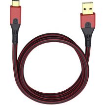 Oehlbach USB cable USB 3.2 1st Gen (USB 3.0 / USB 3.1 1st Gen) USB-A plug, USB-C® plug 3.00 m Red/black gold plated connectors 9443