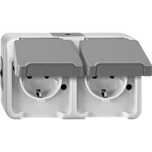 Merten 2x Wet room switch product range Complete PG socket (+ lid) AQUASTAR Light grey 4074947 1 pc(s)