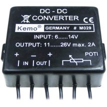 Kemo M029 Voltage transformer DC Component Input voltage (range): 6 - 14 V DC Output voltage (range): 11 - 26 V DC 2 A