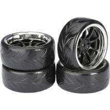Absima 1:10 Road version Complete wheels Drifter A 9-spoke Black-chrome 4 pc(s)