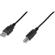 Digitus USB cable USB 2.0 USB-A plug, USB-B plug 3.00 m Black AK-300102-030-S