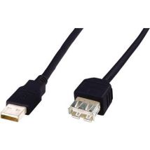 Digitus USB cable USB 2.0 USB-A plug, USB-A socket 1.80 m Black AK-300202-018-S