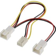 PC fan Y cable [2x PC fan plug 3-pin - 1x PC fan socket 3-pin] 0.15 m Black, Red, Yellow Akasa