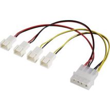PC fan Y cable [4x PC fan plug 3-pin - 1x IDE power plug 4-pin] 0.15 m Black, Red, Yellow Akasa