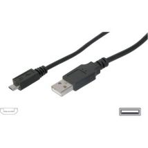 Digitus USB cable USB 2.0 USB-A plug, USB Micro-B plug 1.80 m Black AK-300110-018-S