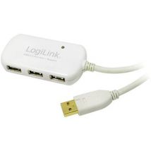 LogiLink USB cable USB 2.0 USB-A plug, USB-A socket 12.00 m White gold plated connectors, UL-approved UA0108