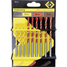 C.K T3113 T3113 Beton-Spiralbohrer-Set 9teilig 5 mm, 6 mm, 7 mm Zylinderschaft 1 St.