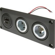ProCar Einbausteckdose mit USB-C/A Doppelsteckdose + 2 Powersteckdosen Belastbarkeit Strom max.=20