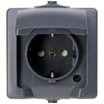 Kopp 107815006 Feuchtraum-Schalterprogramm Steckdose mit Klappdeckel Nautic Anthrazit 1 St.