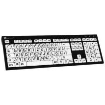 Logickeyboard XL-Print Kabelgebunden Tastatur Deutsch, QWERTZ Schwarz Multimediatasten, USB-Hub, Ge