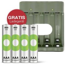 GP  Aktion Gratis Ladegerät  USB-Modell Ladegerät B441 inkl. 4x AAA-Akku Micro (AAA)-Akku NiMH 8