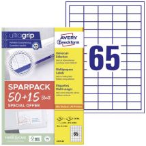 Avery-Zweckform 6121-65 Universal-Etiketten 38 x 21.2 mm Papier Weiß 65 Blatt Permanent haftend Tin