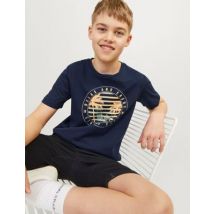 JACK & JONES JUNIOR Organic Cotton Printed T-Shirt (8-16 Yrs) - 10y - Navy, Navy
