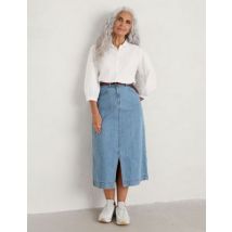 Seasalt Cornwall Cotton Rich Denim Midi Skirt - 8REG - Blue, Blue