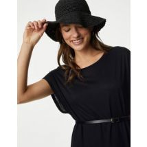 Womens M&S Collection Robe midi style t-shirt en jersey à encolure montante - Black, Black