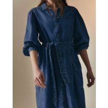 Womens Per Una Robe midi style chemise en jean avec encolure - Medium Indigo, Medium Indigo