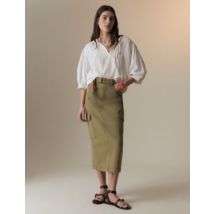 Womens Per Una Jupe cargo style midaxi en coton - Light Khaki, Light Khaki