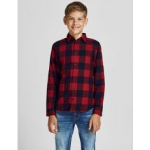 JACK & JONES JUNIOR Pure Cotton Checked Shirt (8-16 Yrs) - 8y - Red Mix, Red Mix