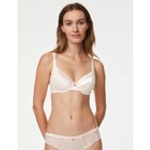 Rosie Lace Wired Full Cup Bra With Silk A-E - 40B - Pale Opaline, Pale Opaline