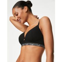 Rosie Ribbed Lounge Non-Wired Plunge Bra A-E - 36A - Black, Black