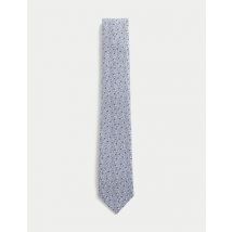 Mens M&S SARTORIAL Cravate fine à motif fleuri - Bleu Marine/Blanc, Bleu Marine/Blanc