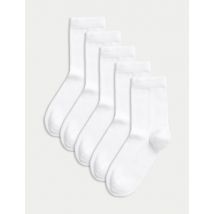 M&S Collection 7pk of Ankle School Socks - 12+3+ - White, White