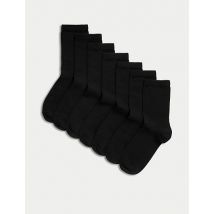 M&S Collection 7pk of Ankle School Socks - 12+3+ - Black, Black
