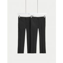 M&S Collection Lot de 2 pantalons garçons coupe slim à taille ajustée, parfaits pour l'école (du 2 au 18 ans) - Black, Black