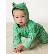 M&S Collection Hooded Frog Puddlesuit (0-3 Yrs) - 6-9 M - Green Mix, Green Mix