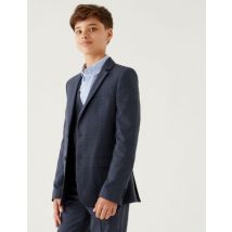M&S Collection Checked Suit Jacket (6-16 Yrs) - 7-8 Y - Navy, Navy
