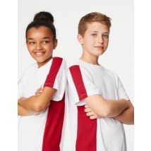 M&S Collection Unisex Active T-Shirt (3-16 Yrs) - 41 - White/Red, White/Red
